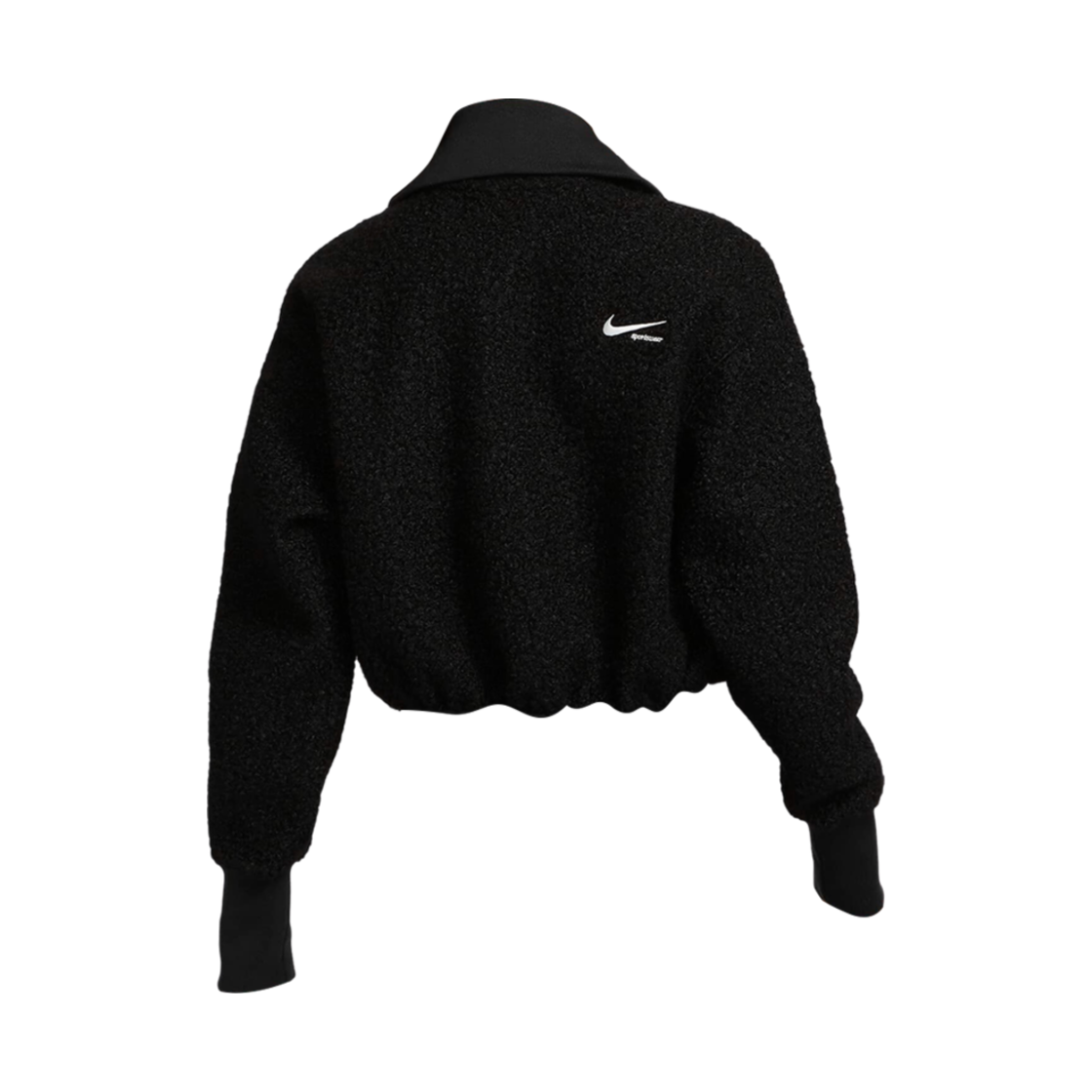 (W) 나이키 NSW 하이파일 플리스 하프 집 탑 블랙 서밋 화이트 - 아시아((W) Nike NSW High-Pile Fleece Half Zip Top Black Summit White - Asia) - 2