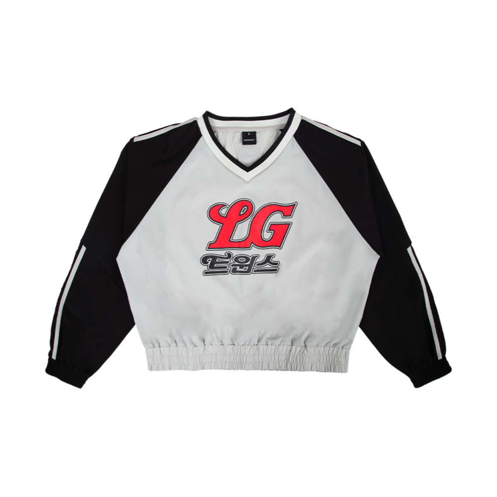 LG트윈스 아이코닉 아노락 크롭 맨투맨 그레이(LG TWINS Iconic Anorak Crop Sweatshirt Grey)