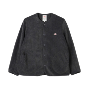 (W) Danton Fleece Collarless Jacket Charcoal Grey