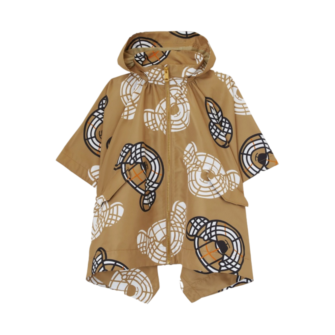 (키즈) 버버리 디테처블 후드 토마스 베어 프린트 케이프 아카이브 베이지((Kids) Burberry Detachable Hood Thomas Bear Print Cape Archive Beige) - 1