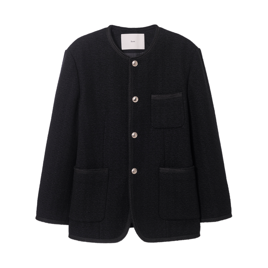UDJA5A109BK Dunst Unisex Collarless Tweed Jacket Black