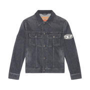 Diesel D-Barcy-Fsc Regular-Fit Denim Jacket with Plaque Black Dark Grey