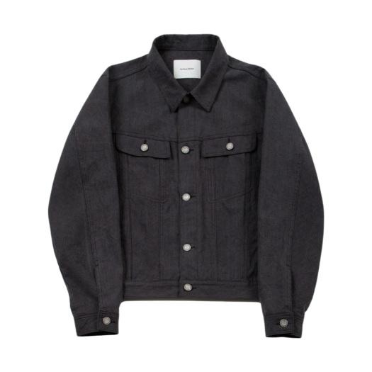 SE24SJC02DG Surface Edition Washed Stripe Trucker Jacket Dark Gray