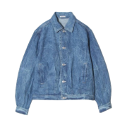 Auralee Selvedge Faded Light Denim Blouson Lightning Effect Indigo - 23SS