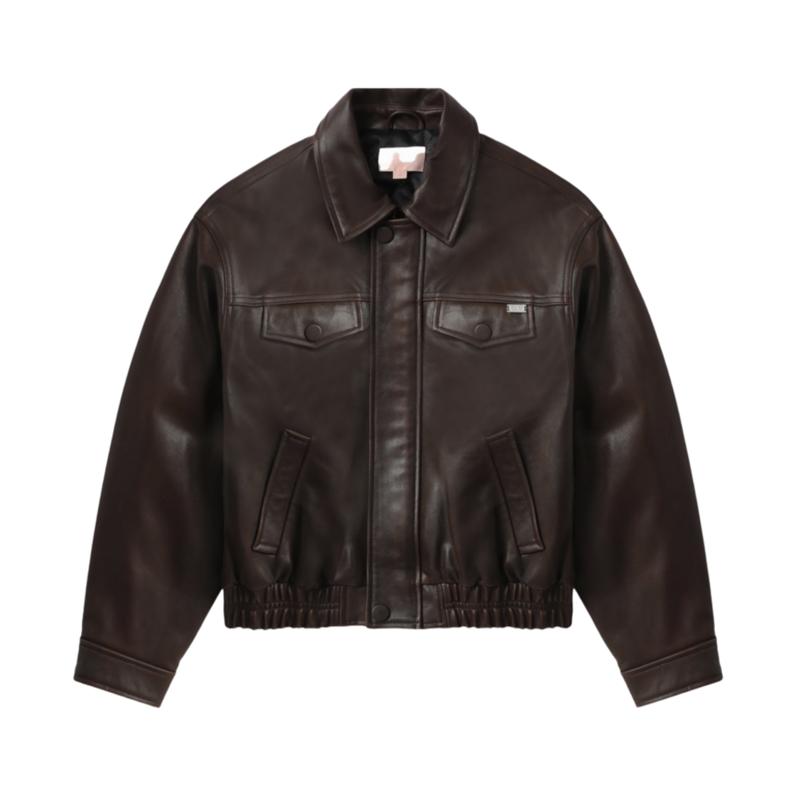 (W) 베이프 로고 레더 자켓 브라운((W) BAPE Logo Leather Jacket Brown) - 1