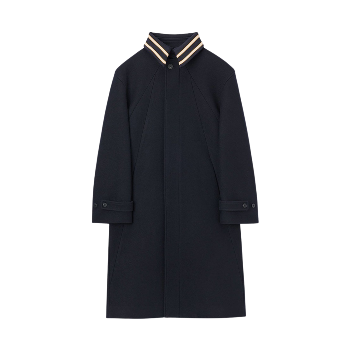타이핑 미스테이크 니트 카라 싱글 브레스티드 코트 다크 네이비(Typing Mistake Knit Collar Single Breasted Coat Dark Navy)
