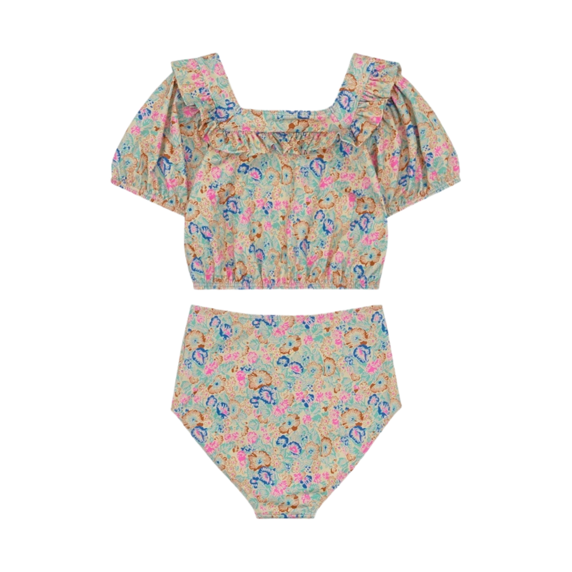 (키즈) 봉주르 다이어리 x 카노피아 라일라 레브 가든 스윔수트 블루((Kids) Bonjour Diary x Canopea Lila Lev Garden Swimsuit Blue) - 2