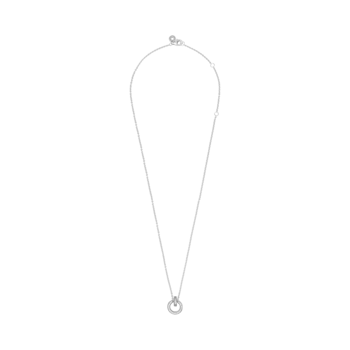 (W) 판도라 더블 서클 펜던트 & 네클리스 스털링 실버 클리어((W) Pandora Double Circle Pendant & Necklace Sterling Silver Clear)