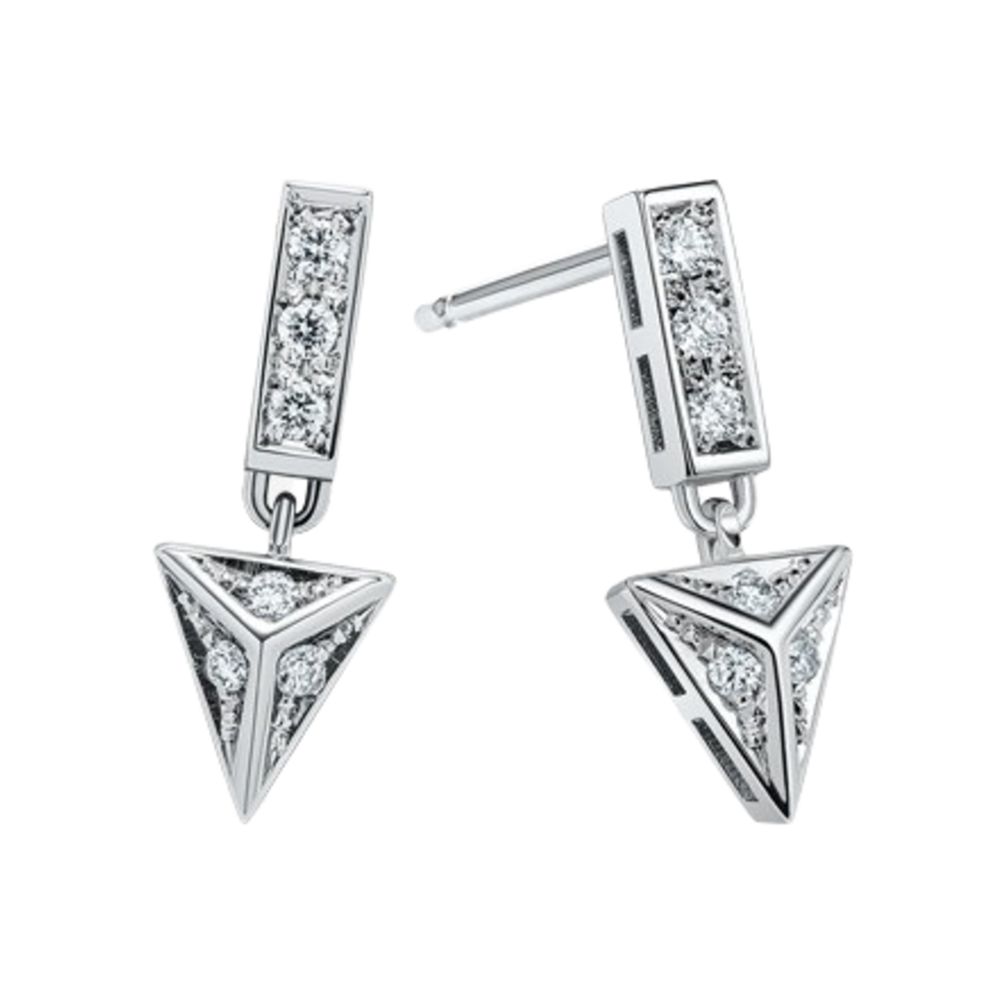 미꼬 애로우 세미 드롭 다이아몬드 파베 세팅 이어링 화이트 골드(Miko Arrow Semi Drop Diamond Pave Setting Earring White Gold)