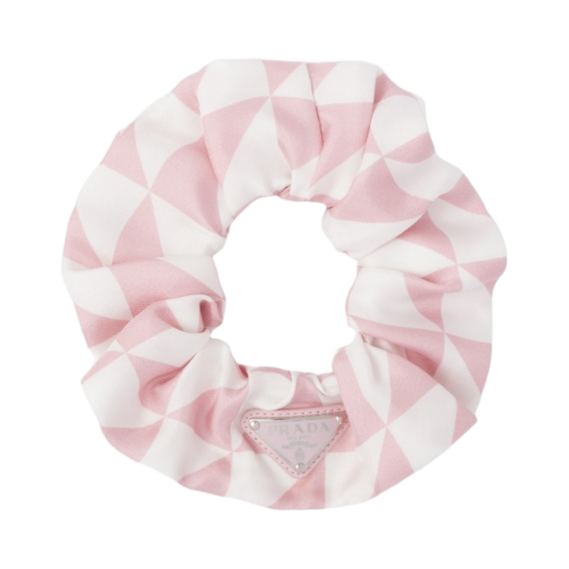 (W) 프라다 프린티드 실크 트윌 스크런치 알라바스터 화이트 화이트((W) Prada Printed Silk Twill Scrunchie Alabaster White White) - 1