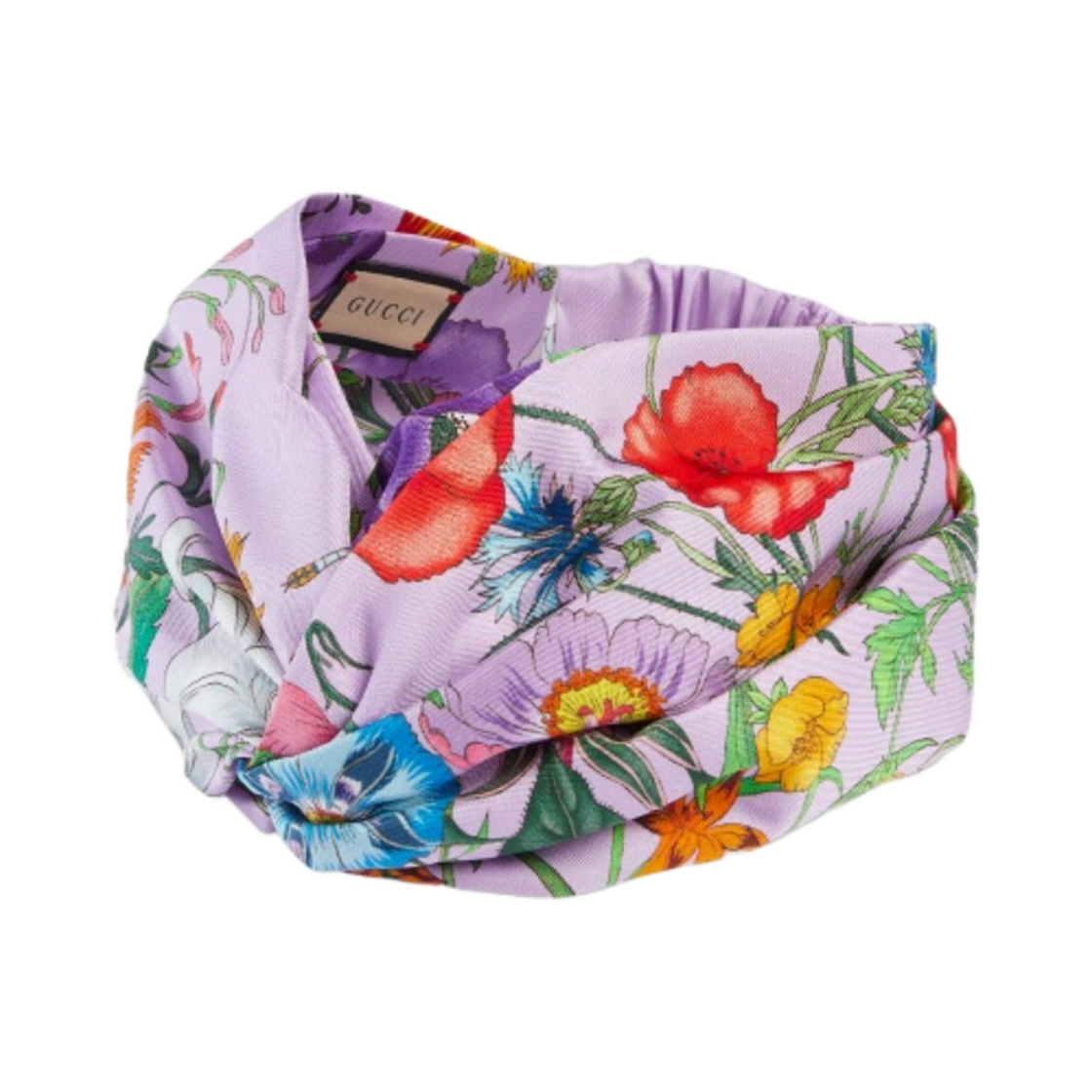 (W) 구찌 플로라 프린트 실크 헤드밴드 퍼플 멀티컬러((W) Gucci Flora Print Silk Headband Purple Multicolour) - 2