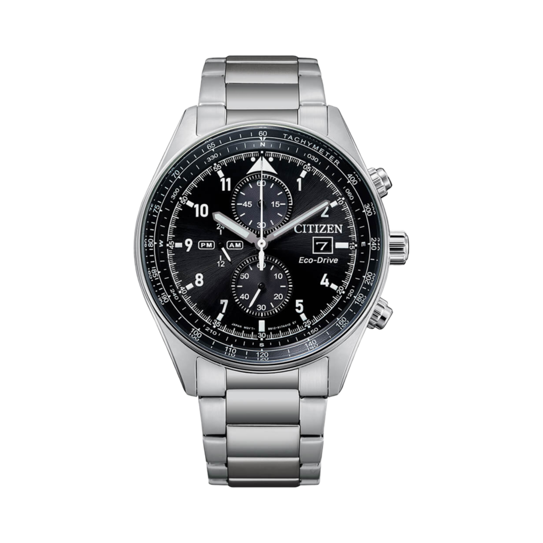 시티즌 크로노그래프 에코드라이브 43mm 스테인리스 스틸 블랙 실버(Citizen Chronograph Eco-Drive 43mm Stainless Steel Black Silver) - 1