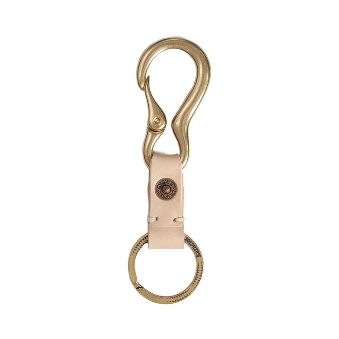 KAT0051 Karactor Tag Leather Key Ring Vegetable Natural