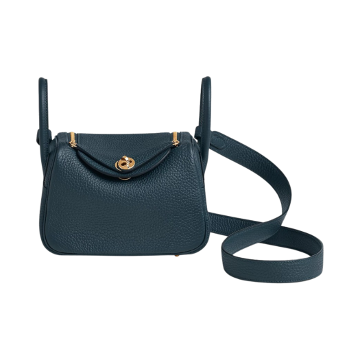 Hermes Lindy Mini Bag Clemence & Gold Bleu de Prusse