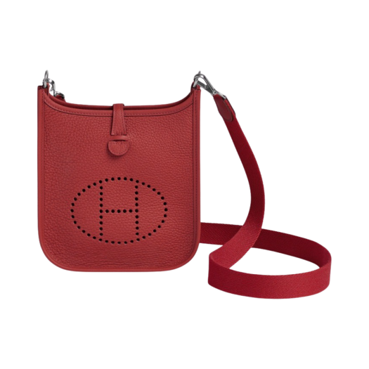 Hermes Evelyne 16 Amazone Bag Clemence & Palladium Vermillon Rouge Vif