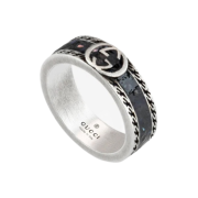 Gucci Interlocking G Wide Ring Black Silver