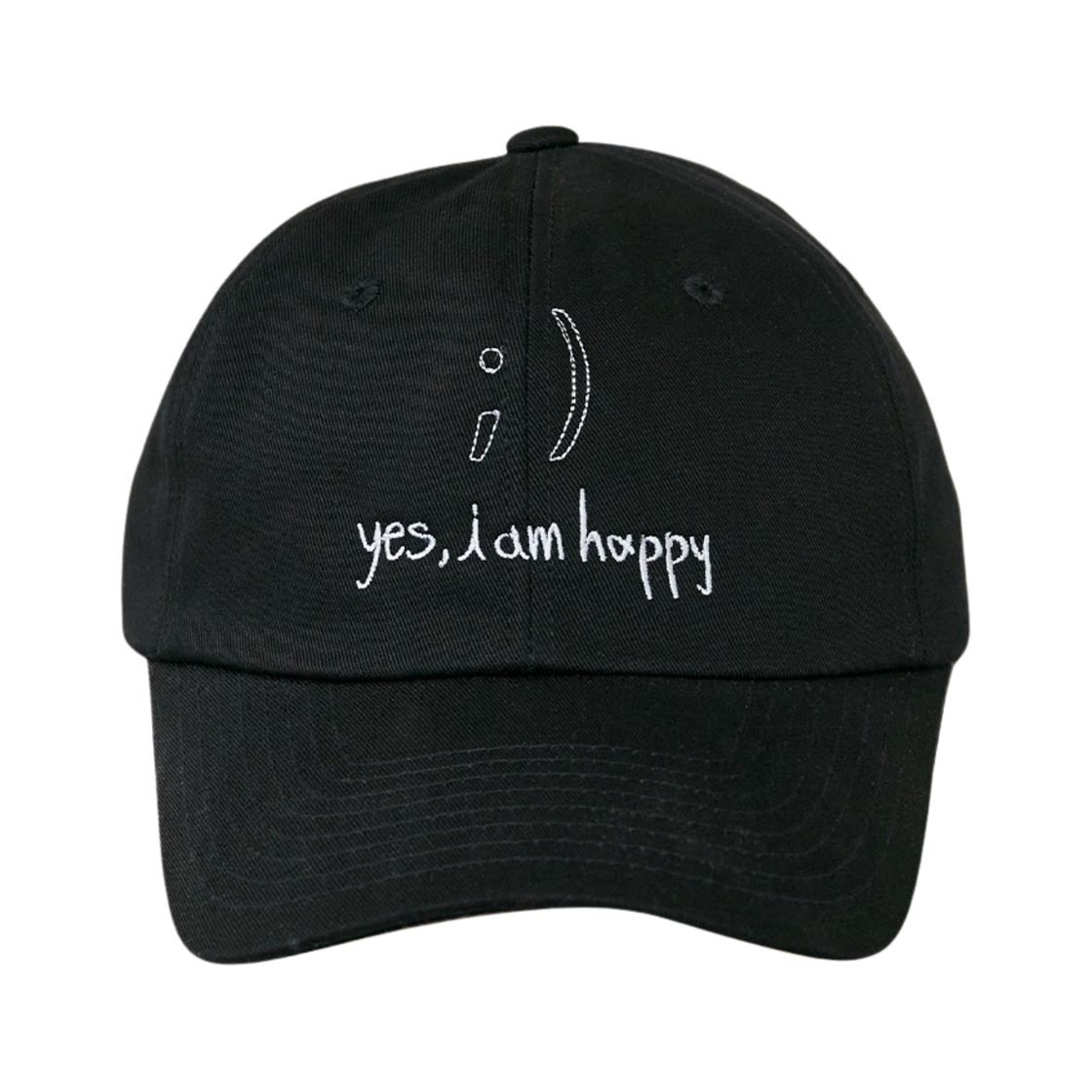 타이핑 미스테이크 예스 아임 해피 엠브로이더리 볼캡 블랙(Typing Mistake Yes I’m Happy Embroidery Ball Cap Black)
