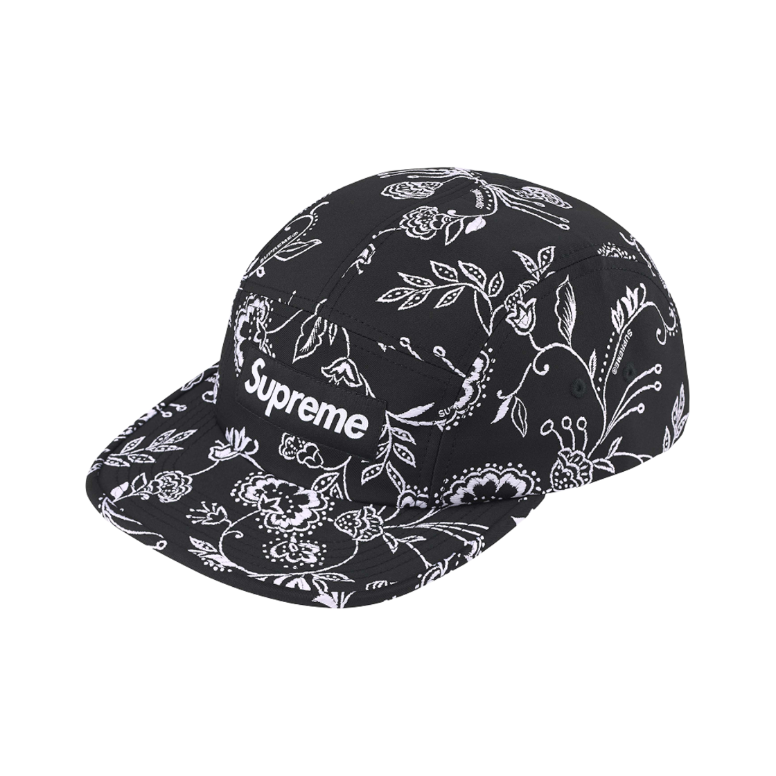슈프림 플로럴 자카드 캠프캡 블랙 - 25SS(Supreme Floral Jacquard Camp Cap Black - 25SS) - 1