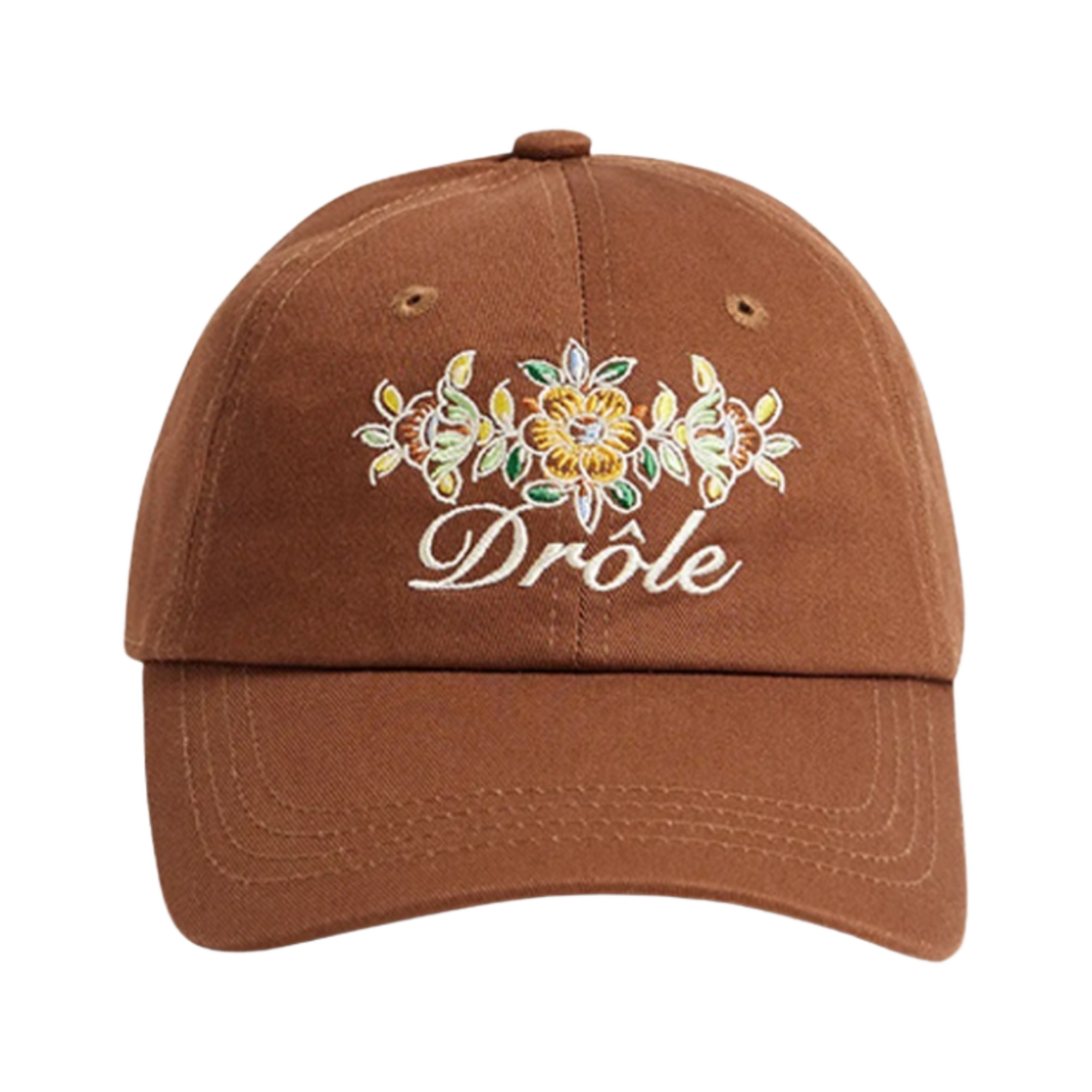 CP112-CO027-BN Drole de Monsieur La Casquette Drole Fleurie Brown