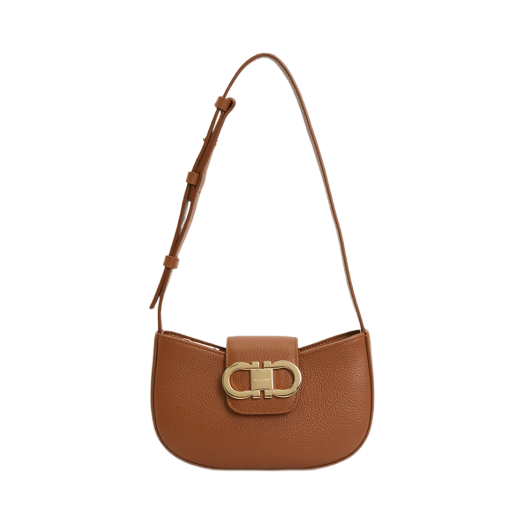 Ferragamo Gancini Shoulder Bag Brown