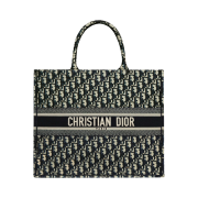 Dior Large Book Tote Blue Dior Oblique Embroidery