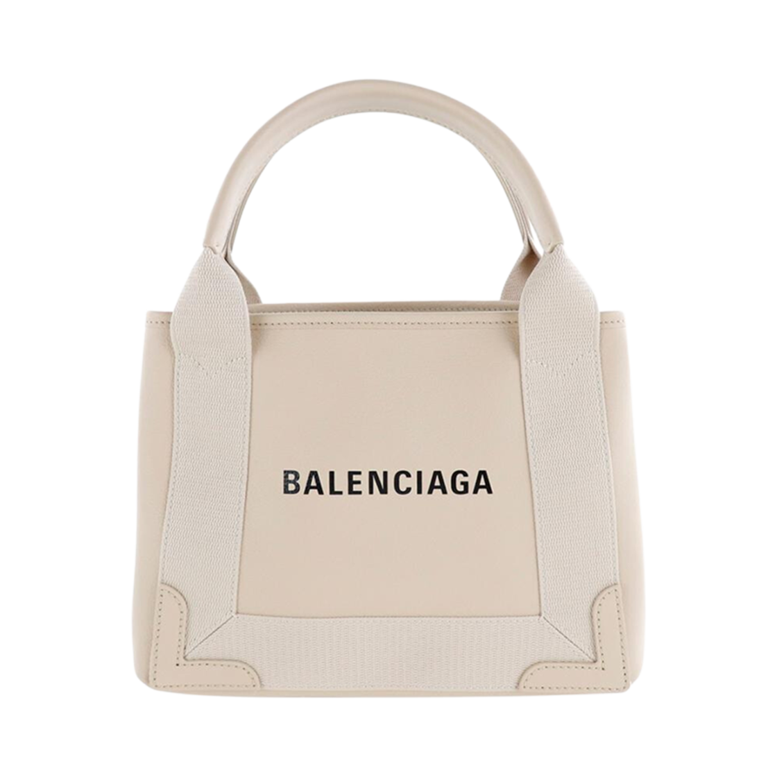 390346D6WXN2760 Balenciaga Navy XS Leather Cabas Beige