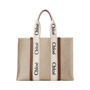 Chloe Woody Large Tote Bag White Brown