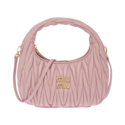 Miu Miu Wander Matelasse Nappa Leather Mini Hobo Bag Alabaster Pink