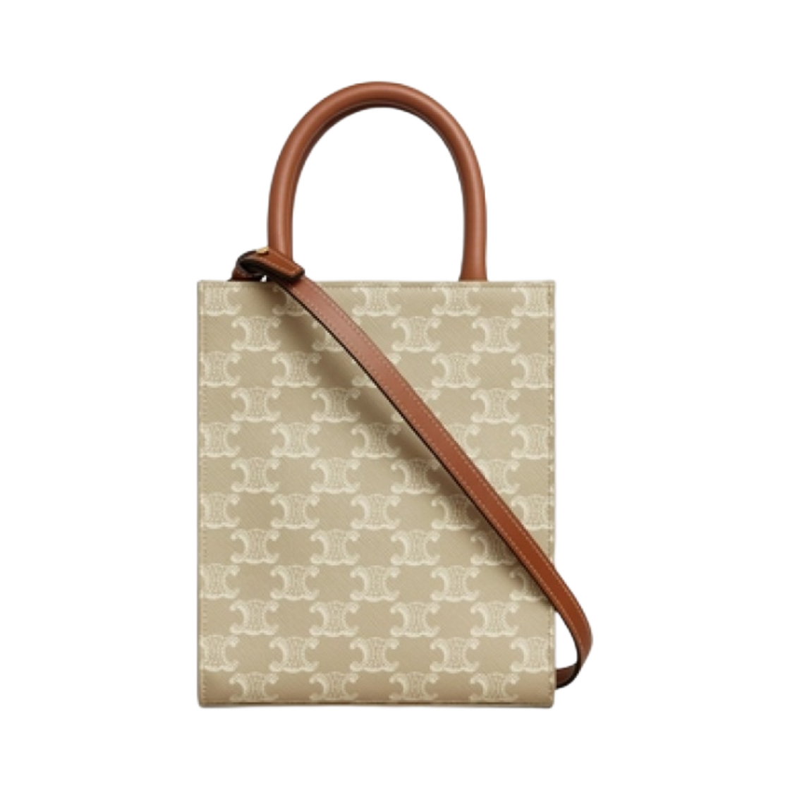 셀린느 트리옹프 캔버스 카프스킨 미니 버티컬 카바스 그레지(Celine Mini Vertical Cabas in Triomphe Canvas and Calfskin Grege) - 3