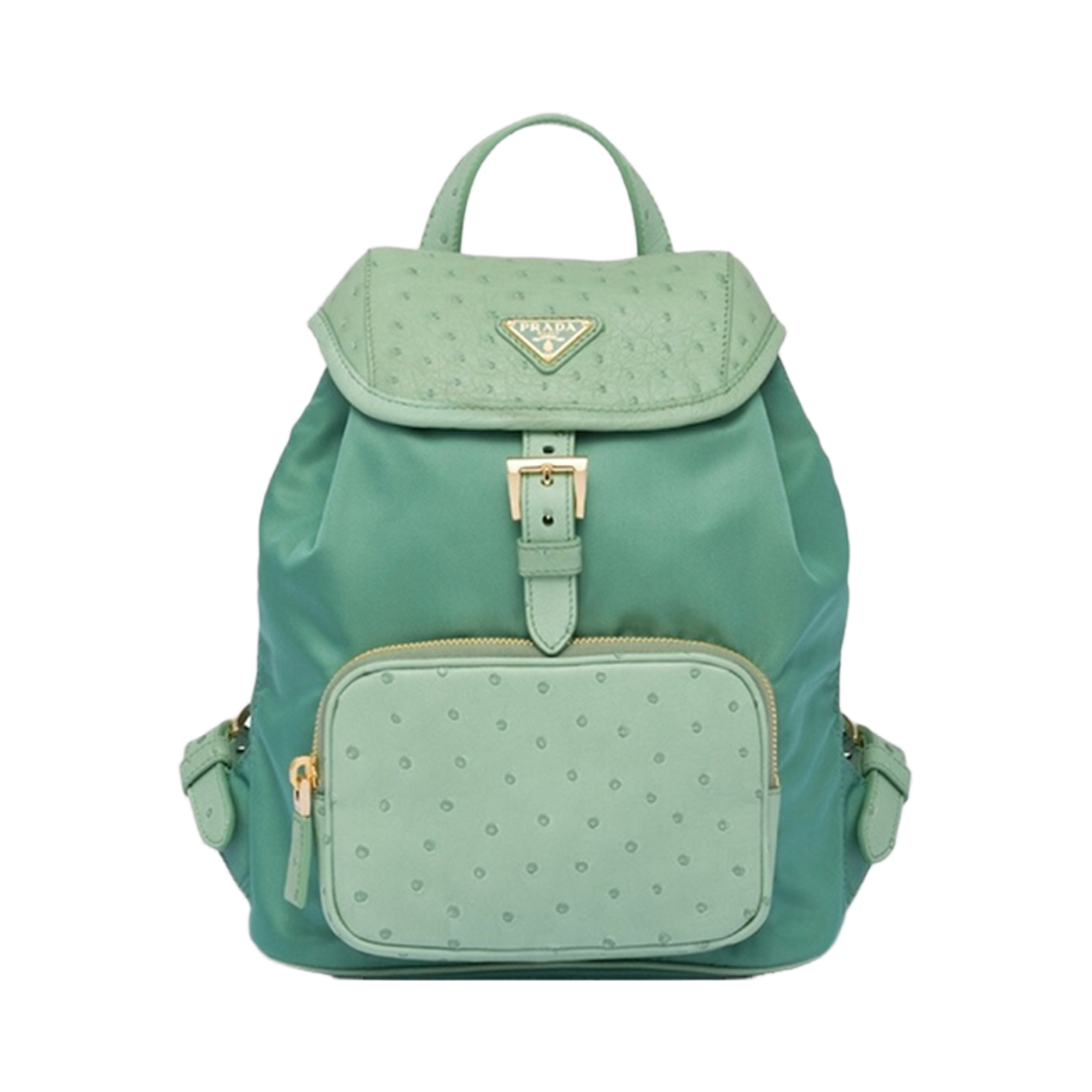 프라다 리나일론 오스트리치 레더 백팩 세이지 그린(Prada Re-Nylon Ostrich Leather Backpack Sage Green) - 1