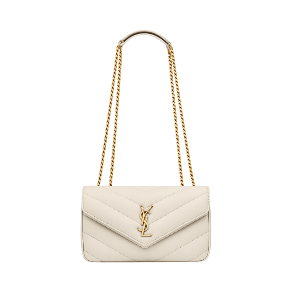 801437-AAEAX-9207 Saint Laurent Loulou Small in Matelasse Lambskin Blanc Vintage