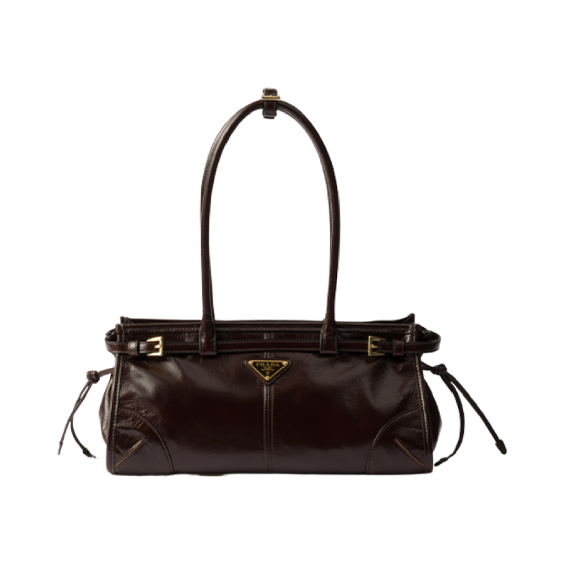1BA426-2CYR-F01D6 Prada Medium Leather Handbag Dark Brown