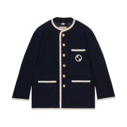 (W) Gucci Retro Tweed Jacket Dark Blue