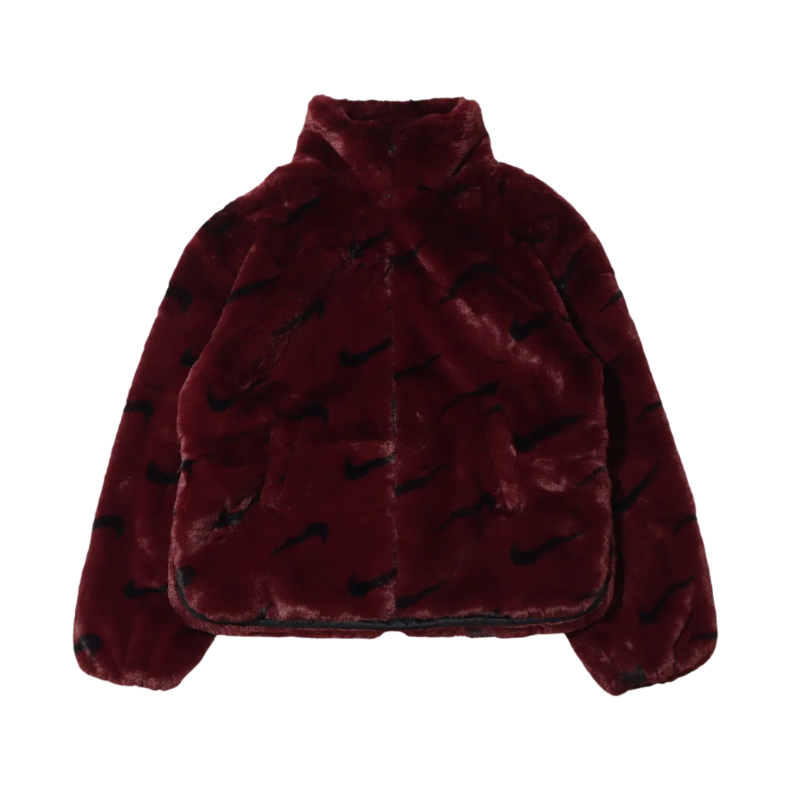 (W) 나이키 NSW 플러시 프린티드 포우 퍼 자켓 버건디 크러쉬 - US/EU