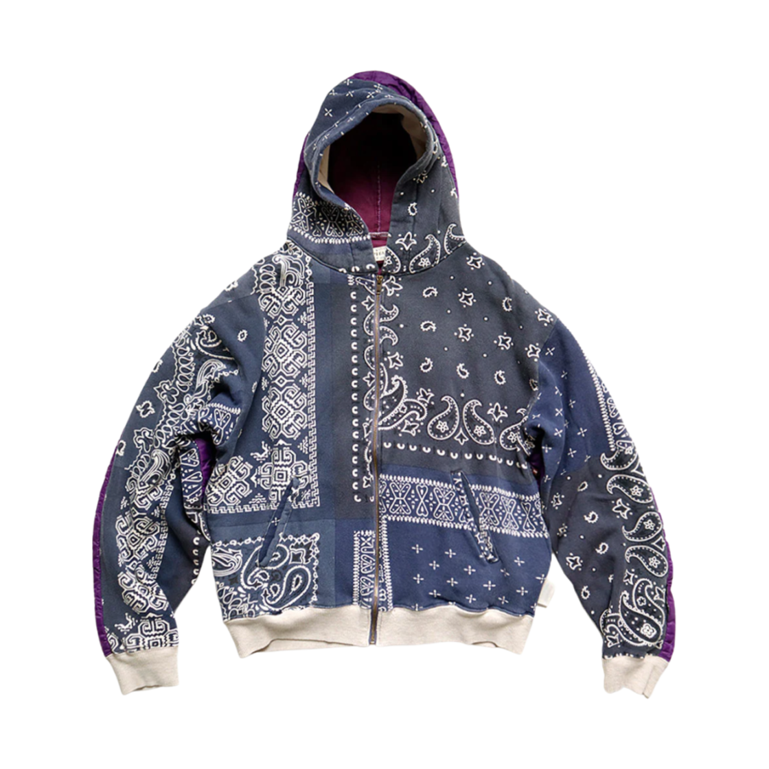 캐피탈 플리스 니트 반다나 비부악 후드 블루종 퍼플 네이비(Kapital Fleece Knit Bandana Bivouac Hooded Blouson Purple Navy) - 1