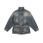 Balenciaga Denim Oversized Parka Light Blue