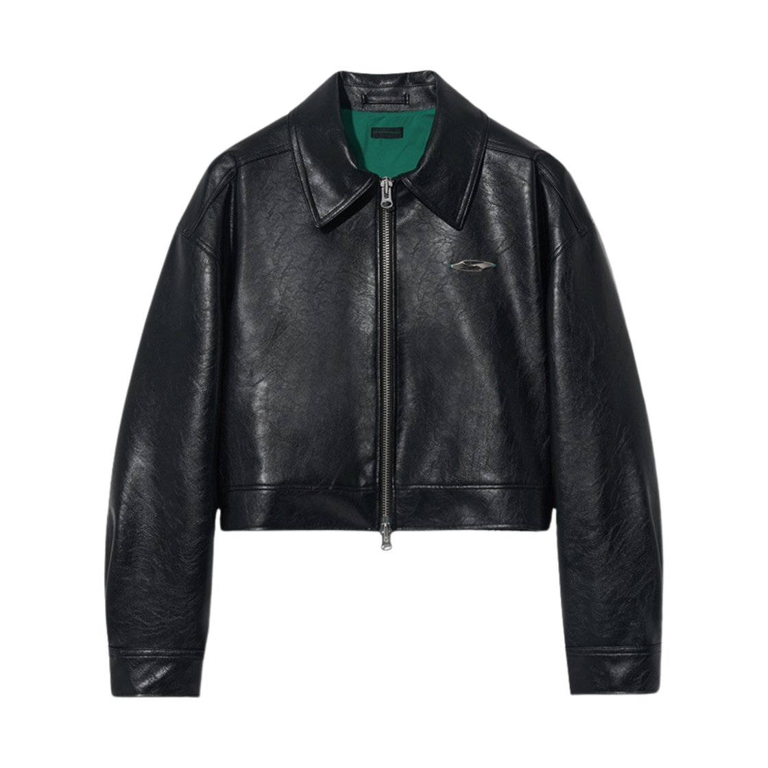 171_TIP THE IDENTITY PROJECT Women Grass Leather Jacket Black