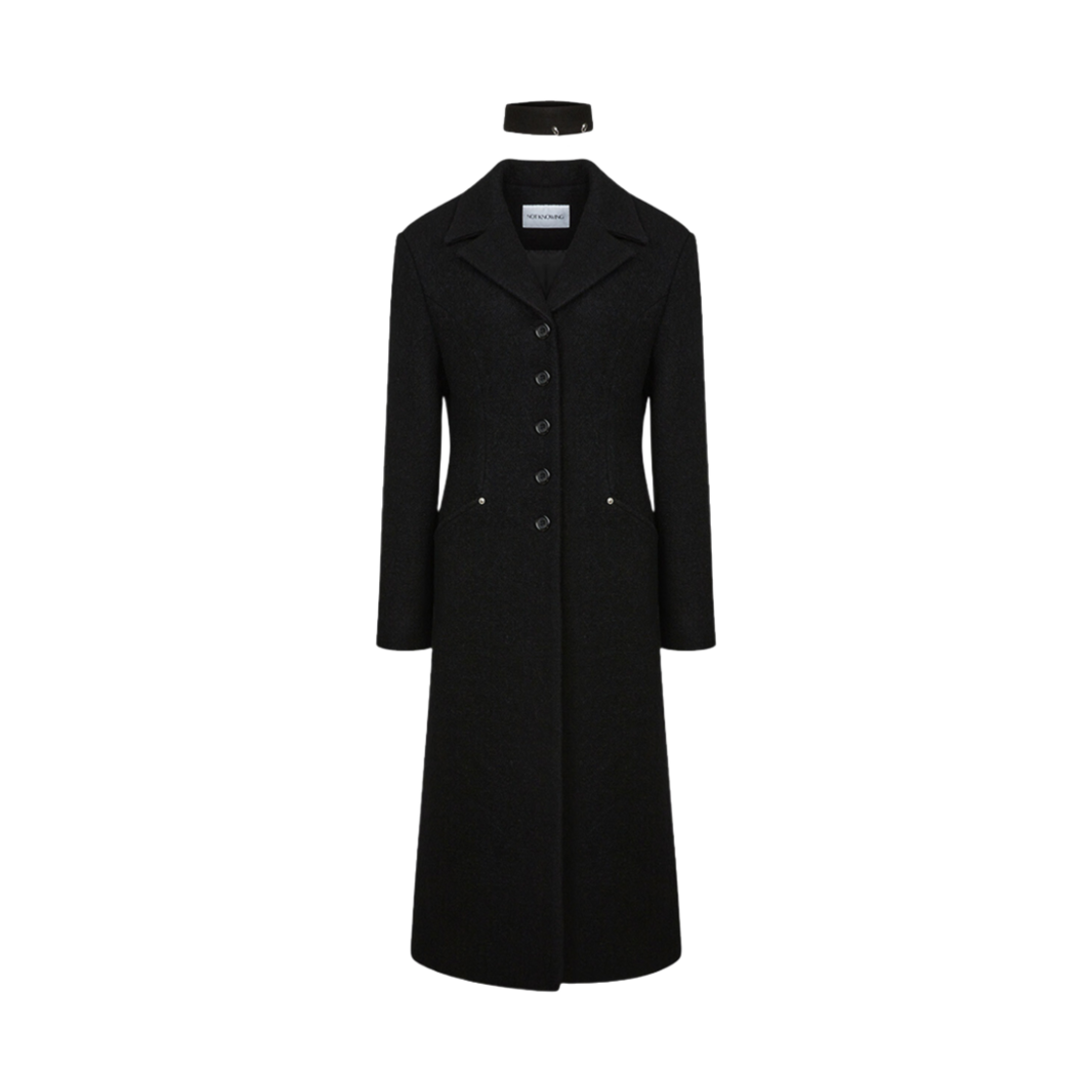 NK4FOT05 Notknowing Choker Boucle Maxi Coat Black