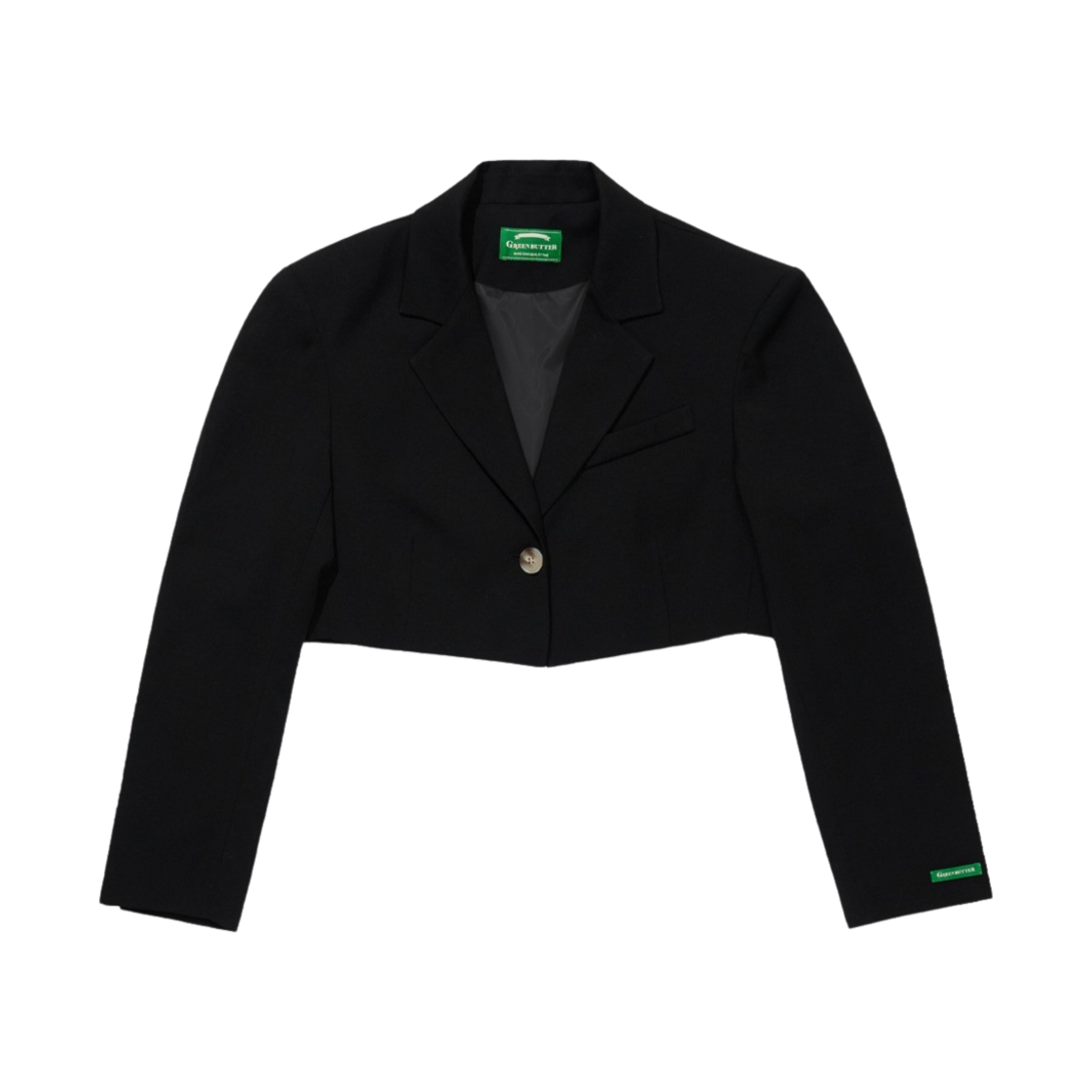 P00000IQ Green Butter Women Single Tailored Crop Jacket Black