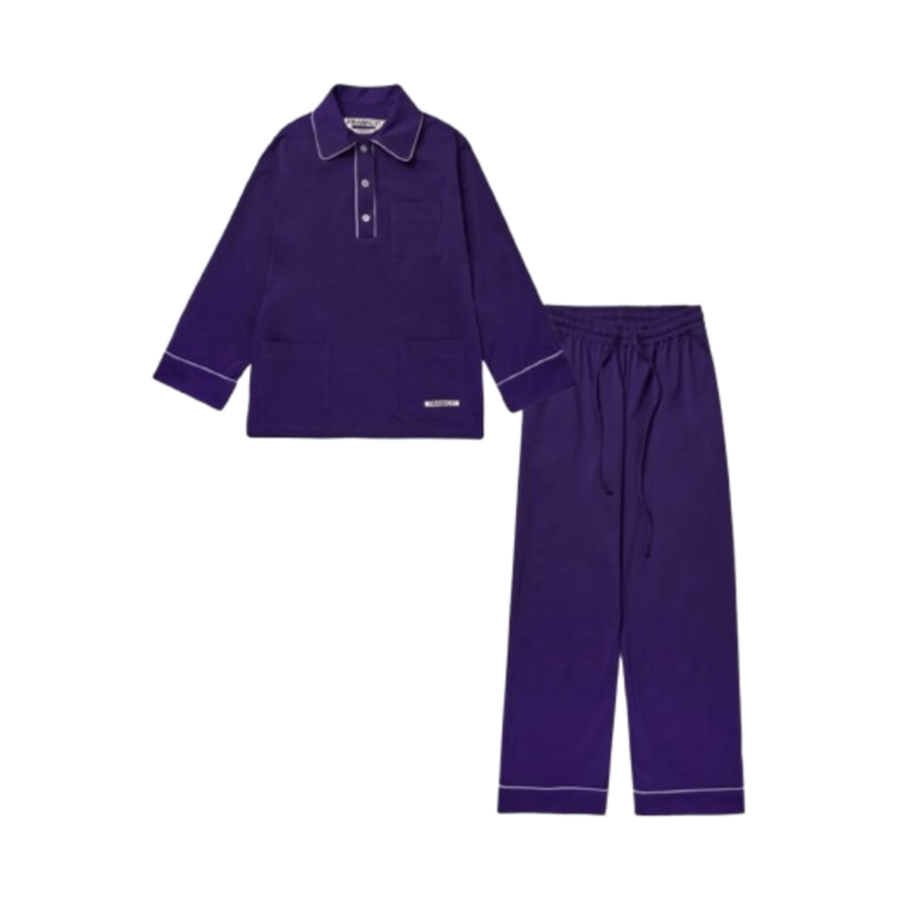 프랭클리 쓰리버튼 파자마 셋업 퍼플(FRANKLY 3 Button Pajama Set Up Purple)