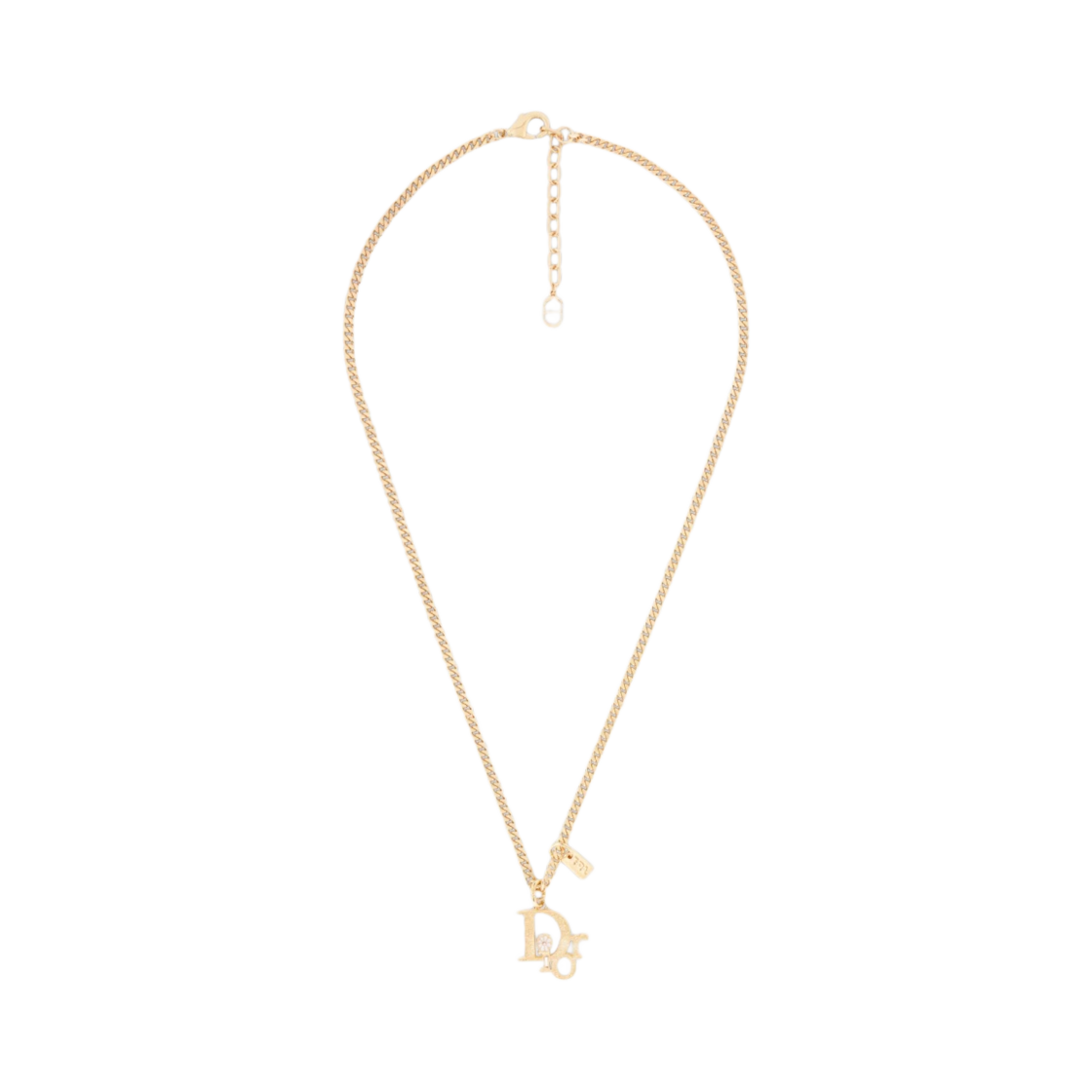 N1969HOMMT-D301 Dior x ERL Pendant Necklace Gold Finish Brass White Enamel White Crystals