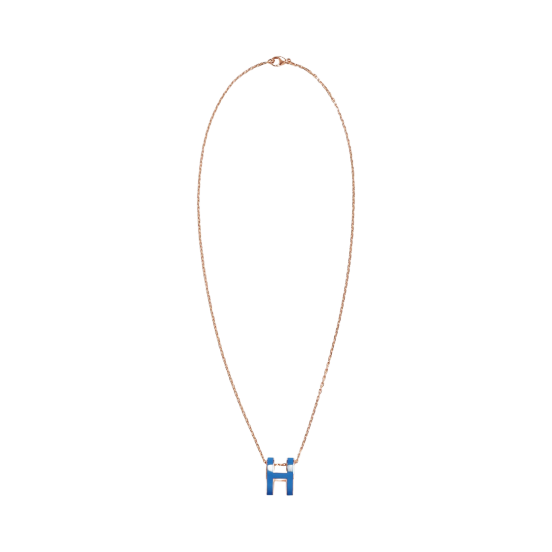 (W) 에르메스 팝아슈 펜던트 로즈 골드 하드웨어 & 블루 사튀르((W) Hermes Pop H Pendant Rose Gold & Bleu Sature) - 1