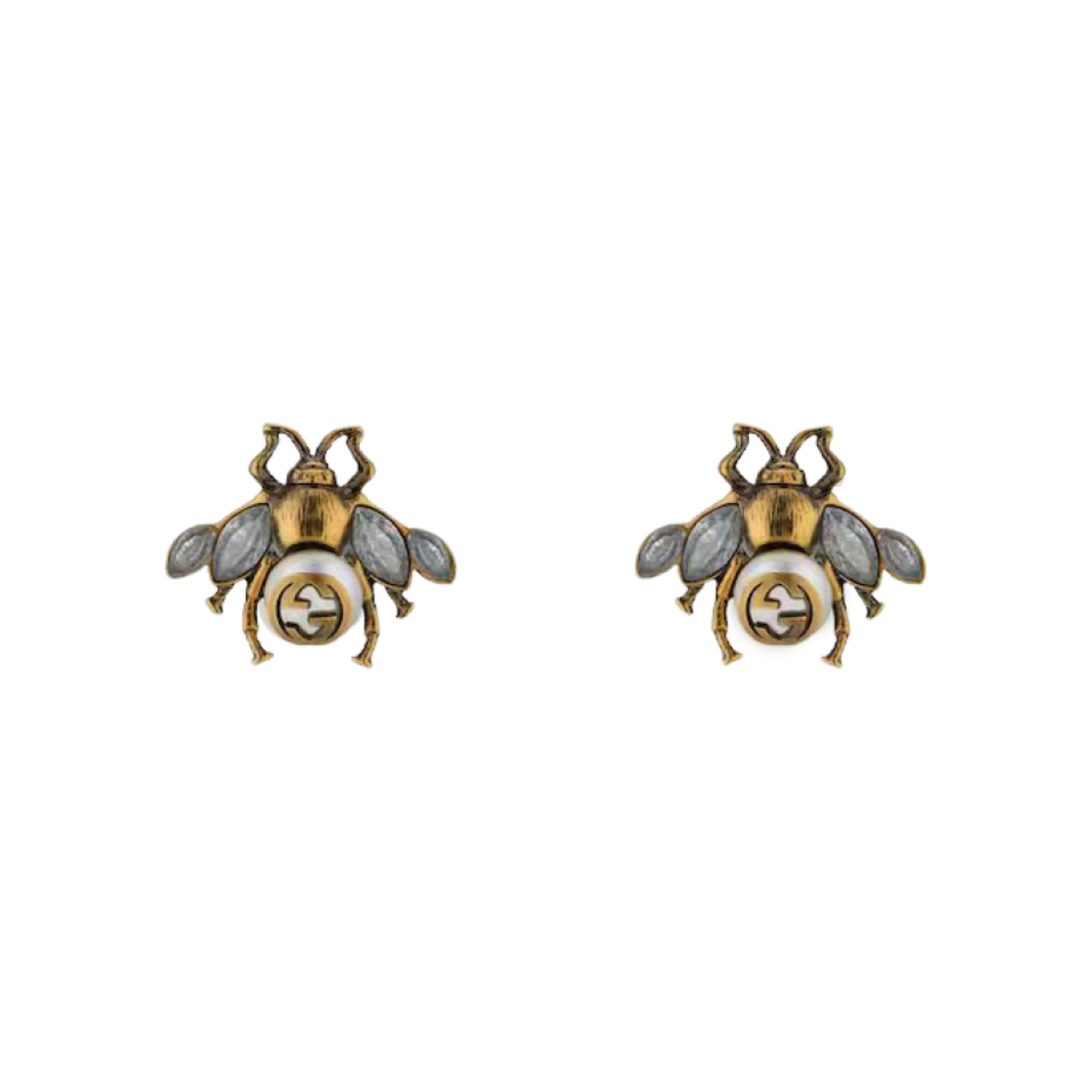 489894-J1D51-8062 (W) Gucci Bee Crystal Earrings Gold