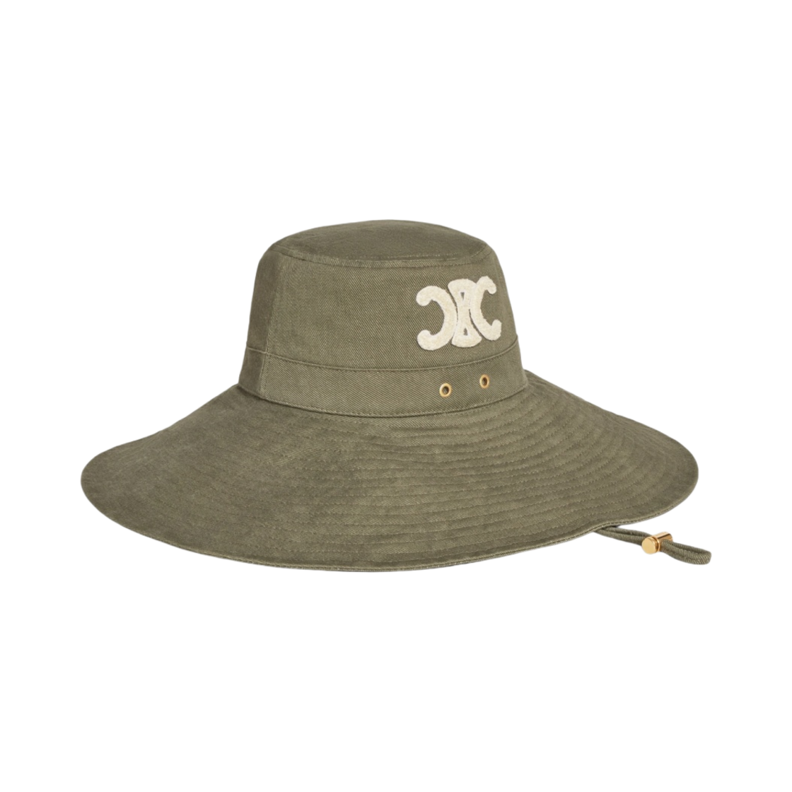 (W) 셀린느 워시드 코튼 개버딘 트리옹프 패치 오버사이즈 워킹햇 카키((W) Celine Oversized Walking Hat with Triomphe Patch in Washed Cotton Gabardine Khaki) - 2