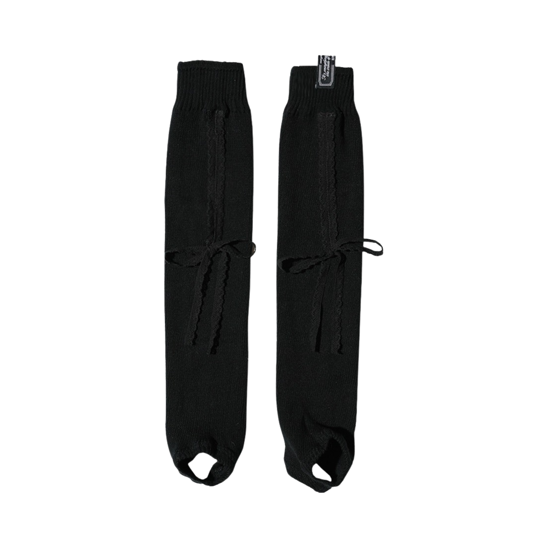 23WTAC006 Saenginstudios Lace Ribbon Leg Warmer Black