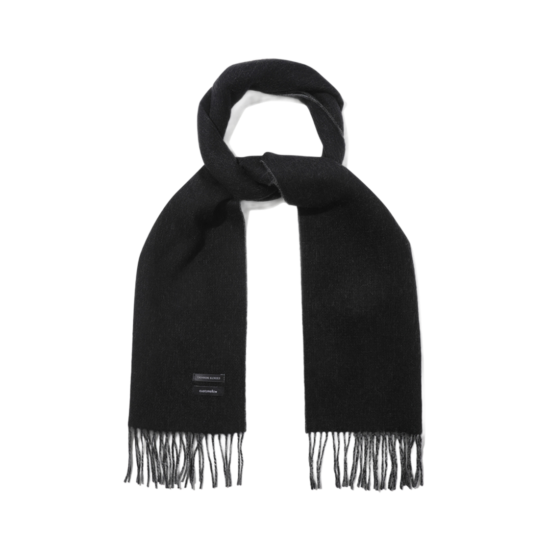 커스텀멜로우 캐시미어 블렌드 리버시블 머플러 블랙(Customellow Cashmere Blended Reversible Muffler Black)