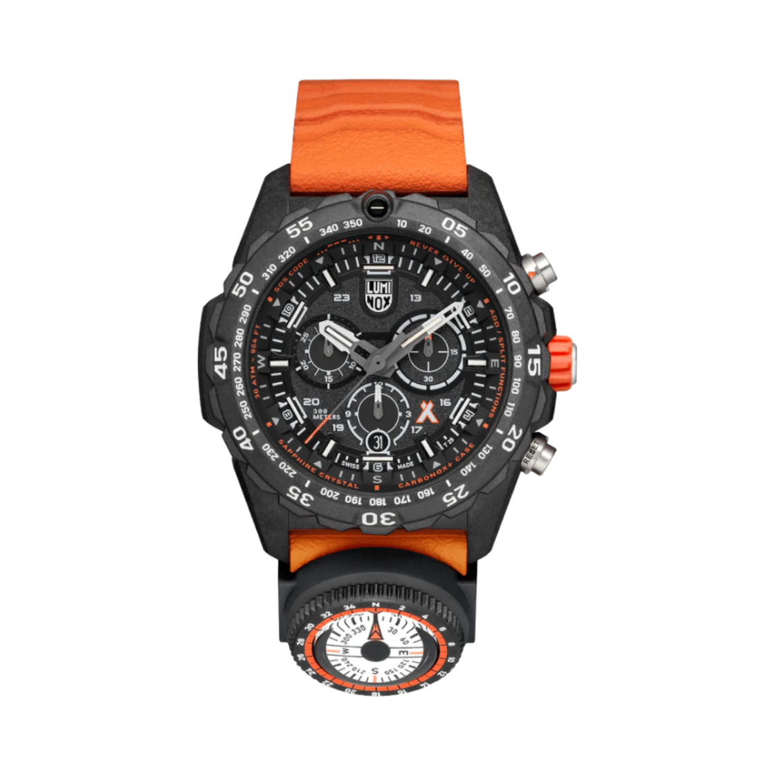 XB-3749 Luminox Bear Grylls Survival Outdoor Explorer 45mm Genuine Rubber Black Orange