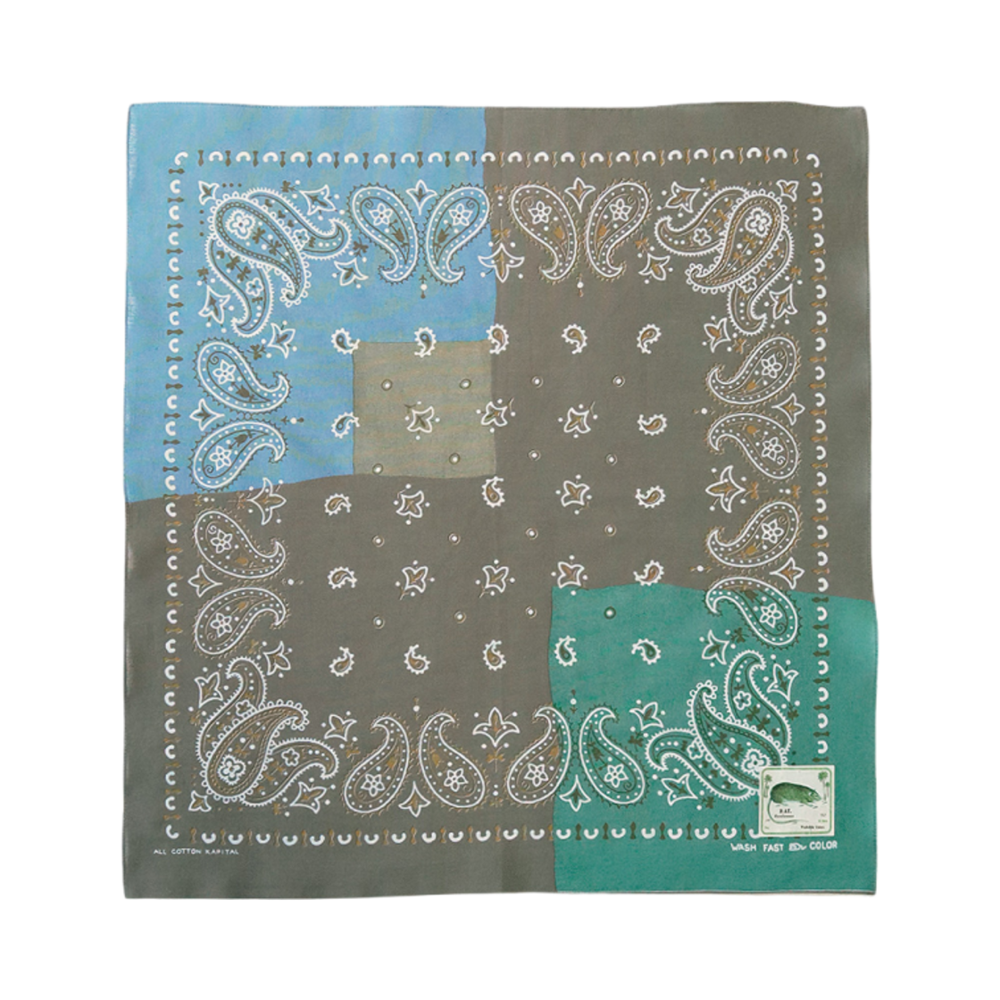 캐피탈 패스트컬러 셀비지 반다나 페이즐리 패치워크 카키 색소폰