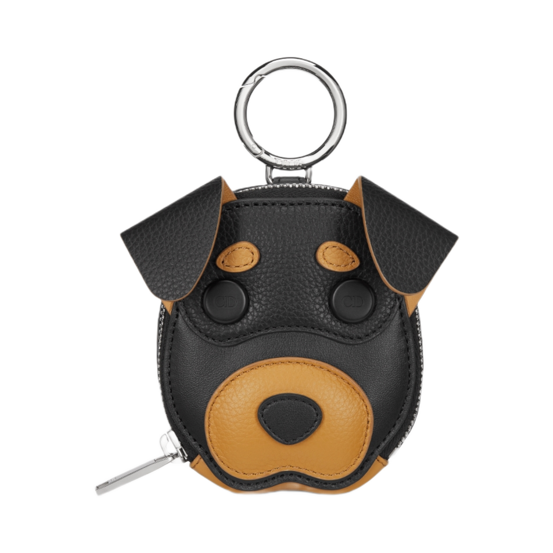 디올 미니 바비 지퍼 파우치 그레인드 앤 스무스 카프스킨 브라운 블랙