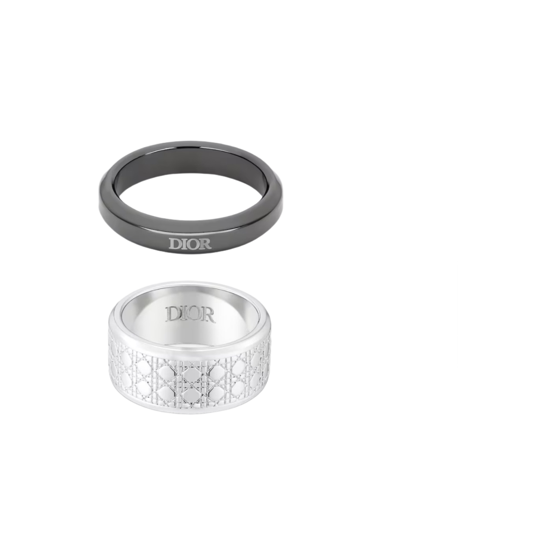 디올 까나쥬 링 세트 실버 루테늄 피니쉬 브래스(Dior Cannage Ring Set Silver Ruthenium Finish Brass) - 1